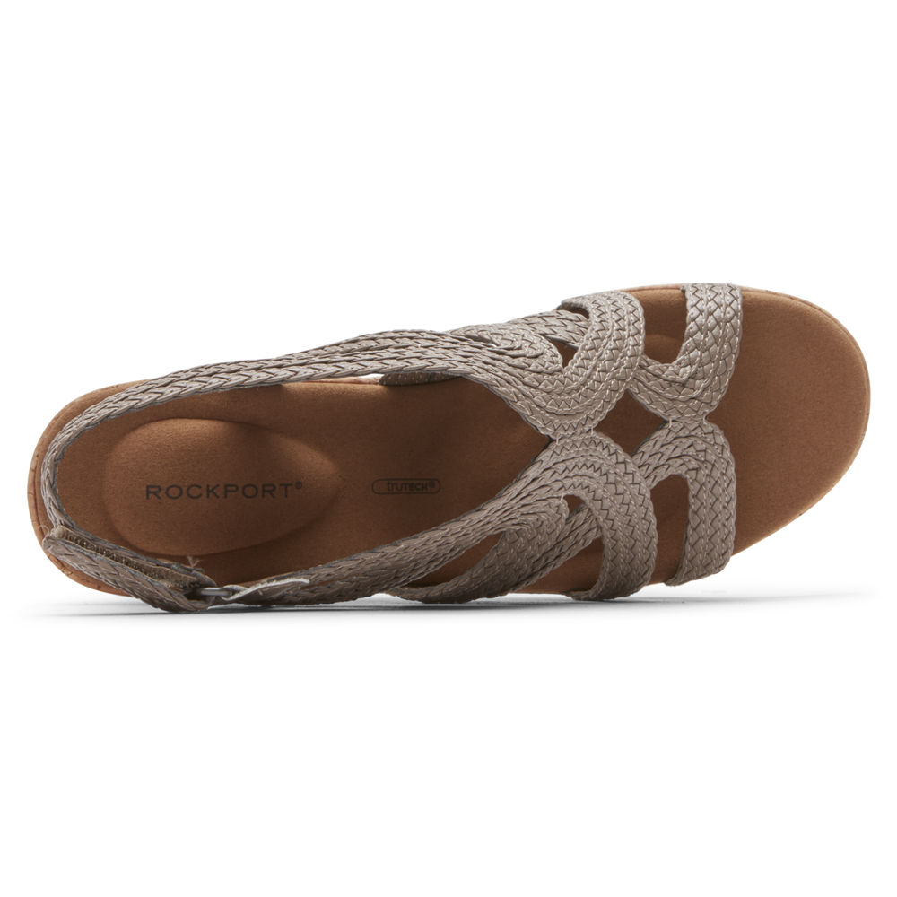 Rockport Sandalen Damen Grau - Briah Braided - JKWUFI072